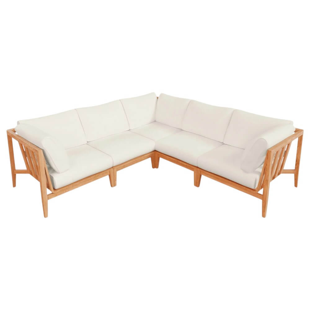 โซฟาไม้สักเข้ามุม 5 ที่นั่ง BUNISE รุ่น OT06 ขนาด 249×87×74 ซม. สี ครีม_0