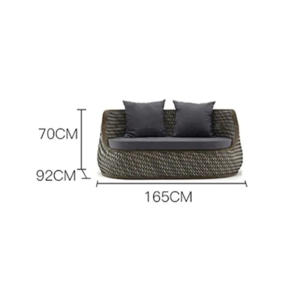 โซฟาหวาย PE 2 ที่นั่ง BUNISE รุ่น P3403 ขนาด 165&times;92&times;70 ซม. สีน้ำตาล