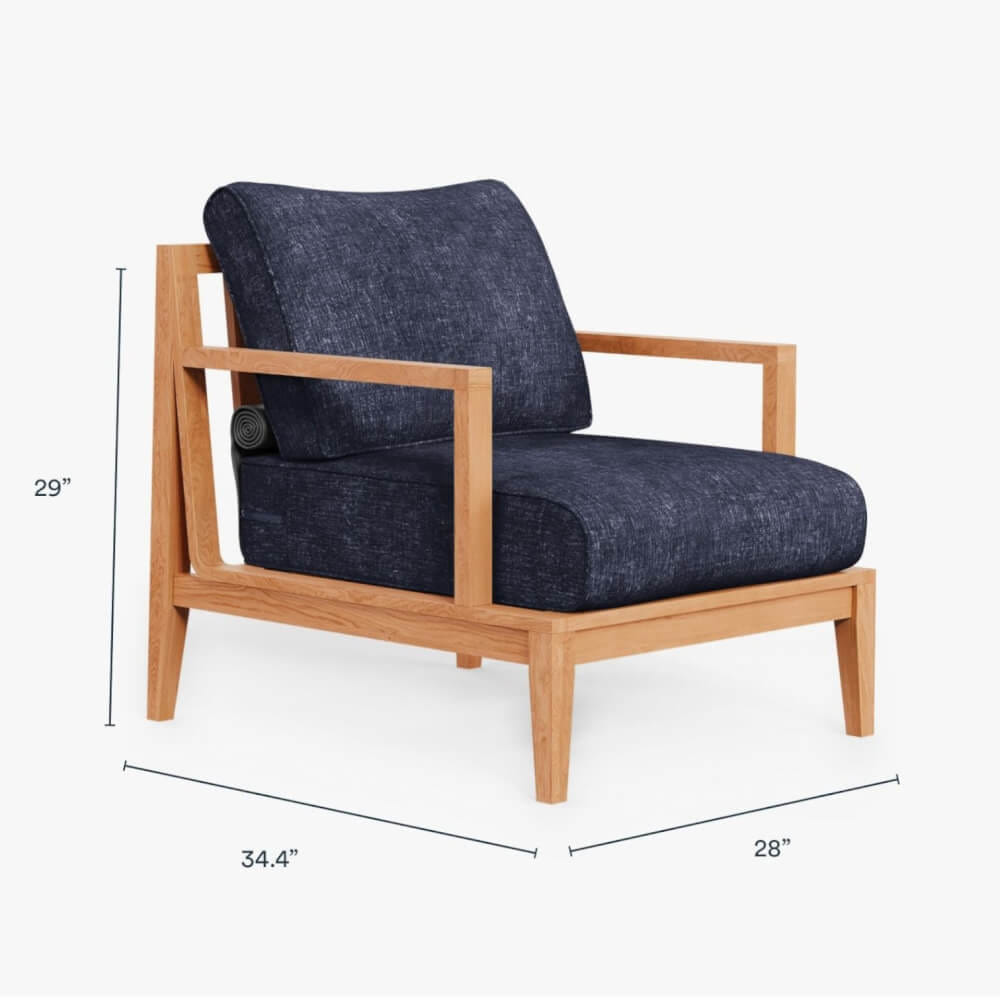 โซฟาไม้สัก 1 ที่นั่ง BUNISE รุ่น OT08 ขนาด 71×87×74 ซม. สีน้ำเงินทะเล_1