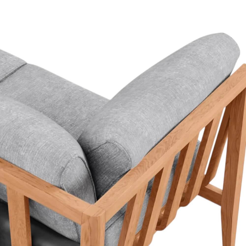 โซฟาไม้สัก 1 ที่นั่ง BUNISE รุ่น  OT08 ขนาด 71×87×74 ซม. สีเทาหมอก_3