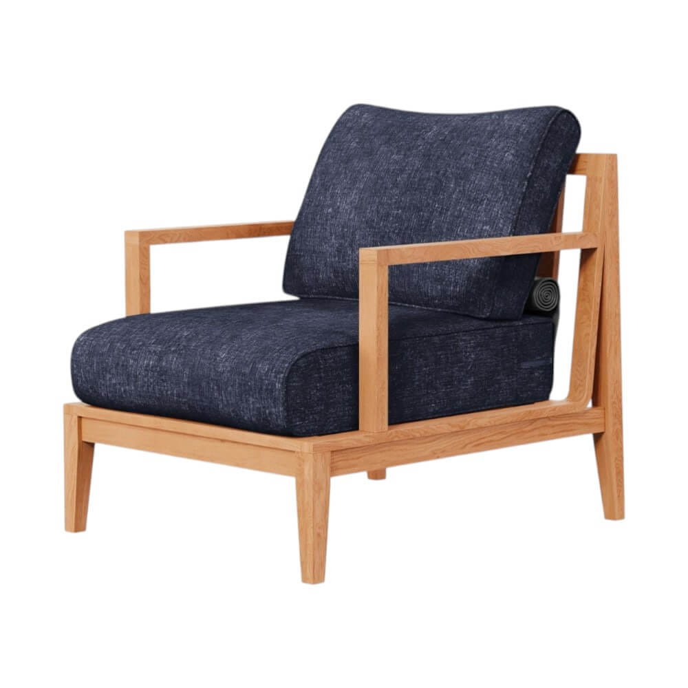 โซฟาไม้สัก 1 ที่นั่ง BUNISE รุ่น OT08 ขนาด 71×87×74 ซม. สีน้ำเงินทะเล_0