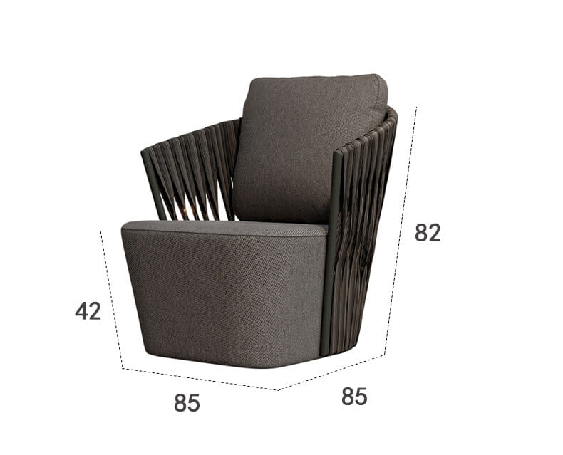 โซฟาสนาม 1 ที่นั่ง รุ่น CASCADE ขนาด 85×85×82 ซม. สีเทา_1