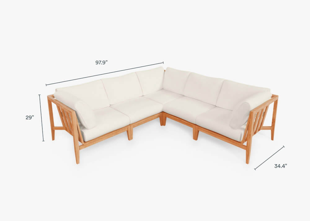 โซฟาไม้สักเข้ามุม 5 ที่นั่ง BUNISE รุ่น OT06 ขนาด 249×87×74 ซม. สี ครีม_1