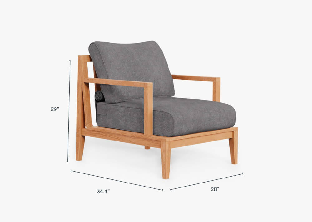 โซฟาไม้สัก 1 ที่นั่ง BUNISE รุ่น OT08 ขนาด 71×87×74 ซม. สีเทาหินกรวด_1