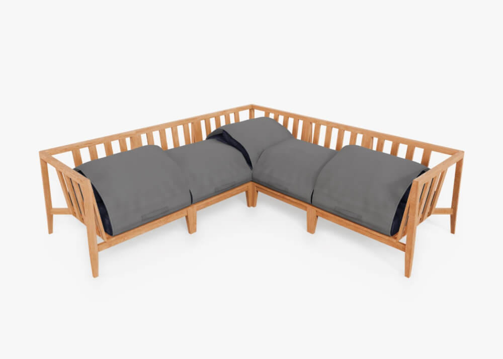 โซฟาไม้สักเข้ามุม 5 ที่นั่ง BUNISE รุ่น OT06 ขนาด 249×87×74 ซม. สี กรมท่าทะเล_2