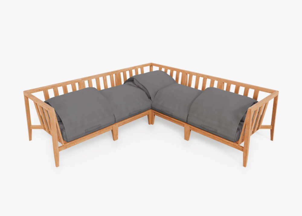 โซฟาไม้สักเข้ามุม 5 ที่นั่ง BUNISE รุ่น OT06 ขนาด 249×87×74 ซม. สีเทากรวด_2