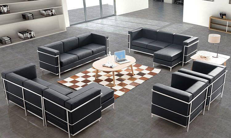 โซฟาหนังแท้ BUNISE รุ่น LC2 สไตล์วินเทจ MID-CENTURY ขนาด 76×70×78 ซม. สีดำ_6
