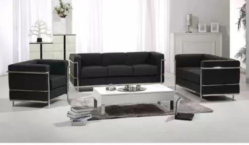 โซฟาหนังแท้ BUNISE รุ่น LC2 สไตล์วินเทจ MID-CENTURY ขนาด 76×70×78 ซม. สีดำ_7