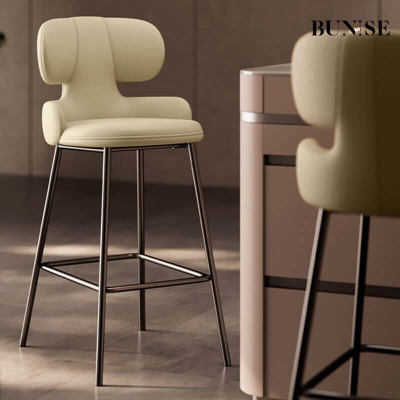 เก้าอี้บาร์ BUNISE รุ่น BS7 สไตล์หรู ขนาด 49×49×113 ซม. สีเบจ_10