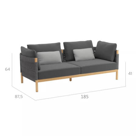 โซฟาหวาย PE 3 ที่นั่ง BUNISE รุ่น CASSIS ขนาด 185×87.5×64 ซม. สีเทา_0