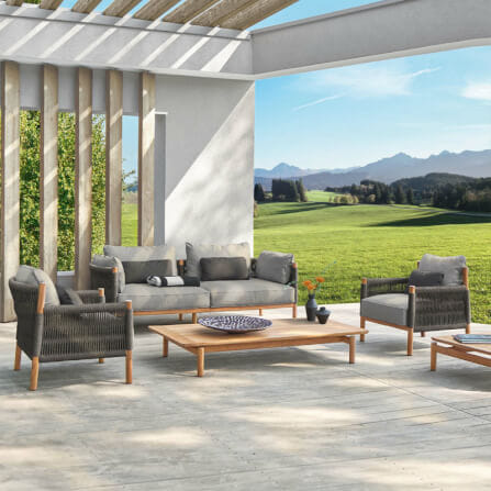 โซฟาหวาย PE 2 ที่นั่ง  BUNISE รุ่น CASSIS ขนาด 152×87.5×64 ซม. สีเทา_1