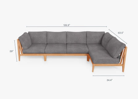 โซฟาไม้สักตัวแอล 6 ที่นั่ง BUNISE รุ่น OT02 ขนาด 322×163×74 ซม. สีเทากรวด_1
