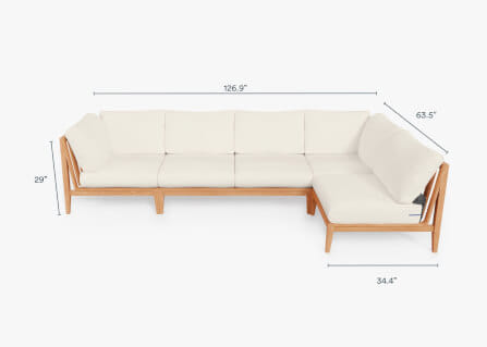 โซฟาไม้สักตัวแอล 6 ที่นั่ง  BUNISE รุ่น OT02 ขนาด 322×163×74 ซม. สีครีม_1