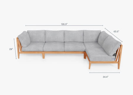 โซฟาไม้สักตัวแอล 6 ที่นั่ง  BUNISE รุ่น OT02 ขนาด 322×163×74 ซม. สีเทาหมอก_1