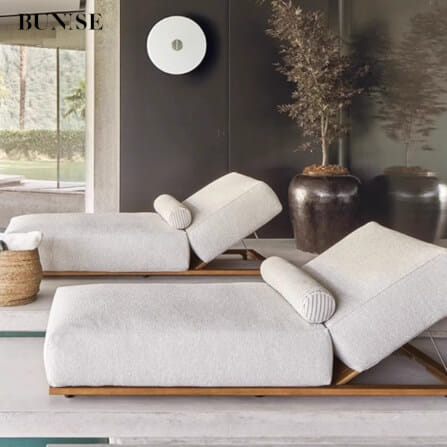 เตียงริมสระ ไม้สัก BUNISE รุ่น P61 ขนาด 201×86×37 ซม. สีเทา_11