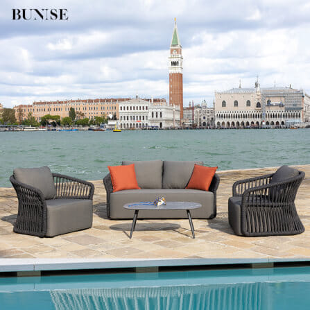 ชุดโซฟาสนาม 4 ที่นั่ง BUNISE รุ่น LAGUNA ขนาด 150×90×75 ซม. สีดำ_5