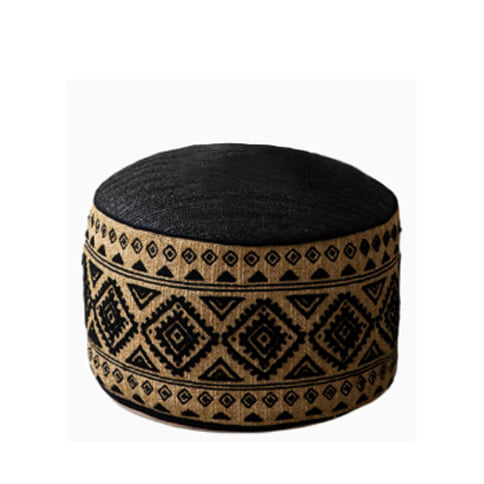 สตูลออตโตมันลายปัก BUNISE BOHO-POUF สีดำ_0