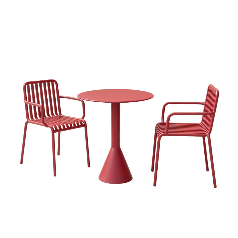 ชุดสนามเหล็ก 2 ที่นั่ง BUNISE IRON ARMCHAIRS สีแดง_0