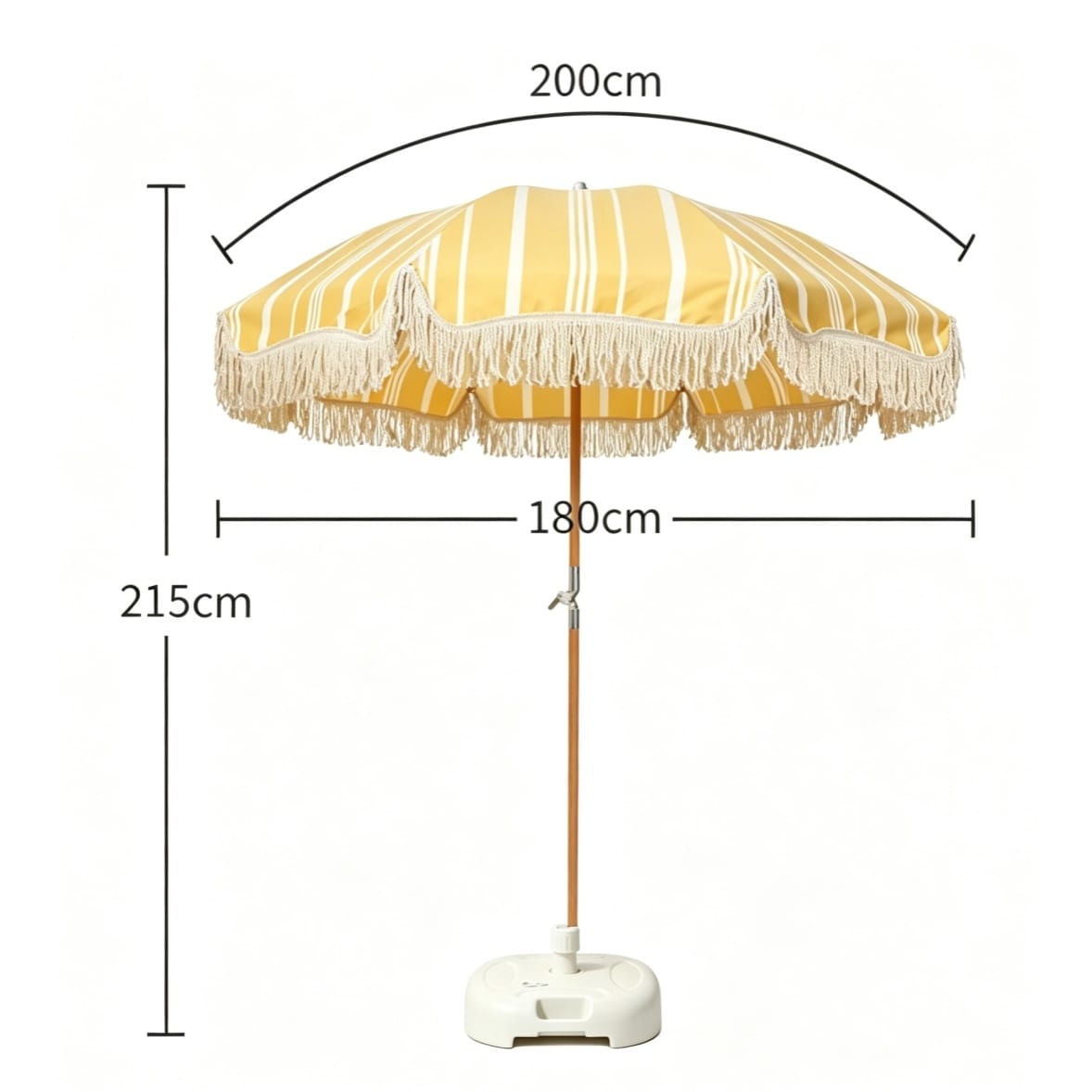 ร่มชายหาด BUNISE รุ่น X1003 ขอบพู่ ,1.8ม. สีเหลืองมัสตาร์ดลายทาง_1