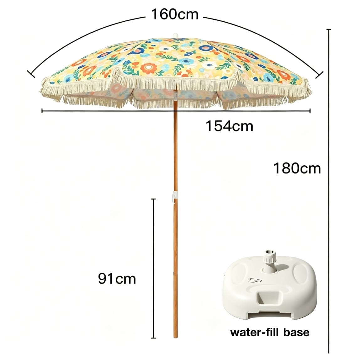 ร่มชายหาด BUNISE รุ่น X1005 ,220CM ลายดอกไม้พื้นครีม_1