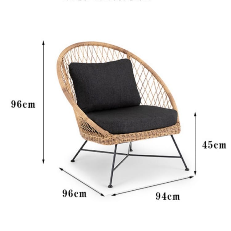 เก้าอี้พักผ่อนหวายเทียม BUNISE รุ่น ORBIT ขนาด 96×94×96 ซม. สีดำ_1