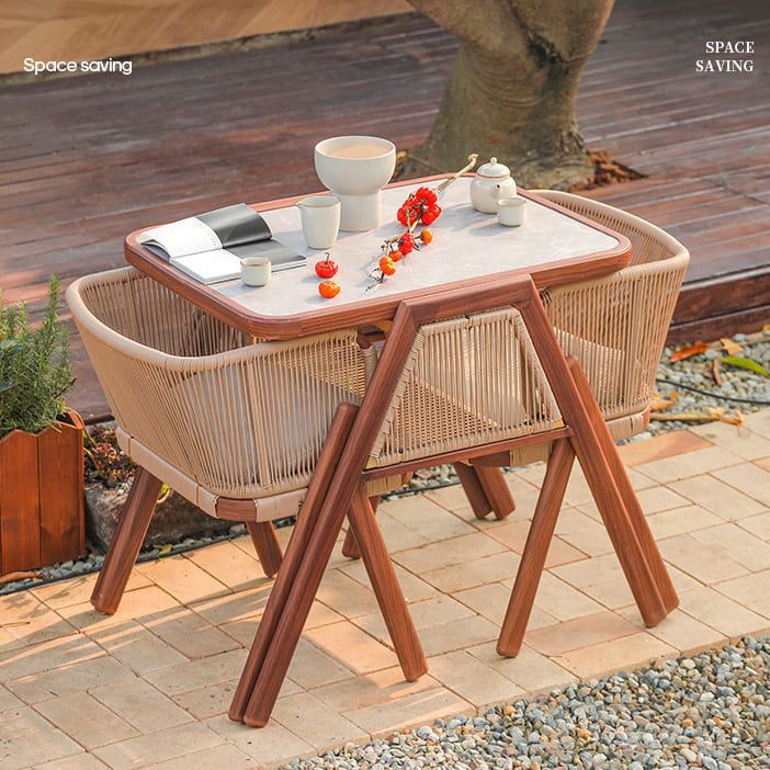 ชุดโต๊ะเก้าอี้หวาย 2 ที่นั่ง PE BUNISE RATTAN สีครีม_10