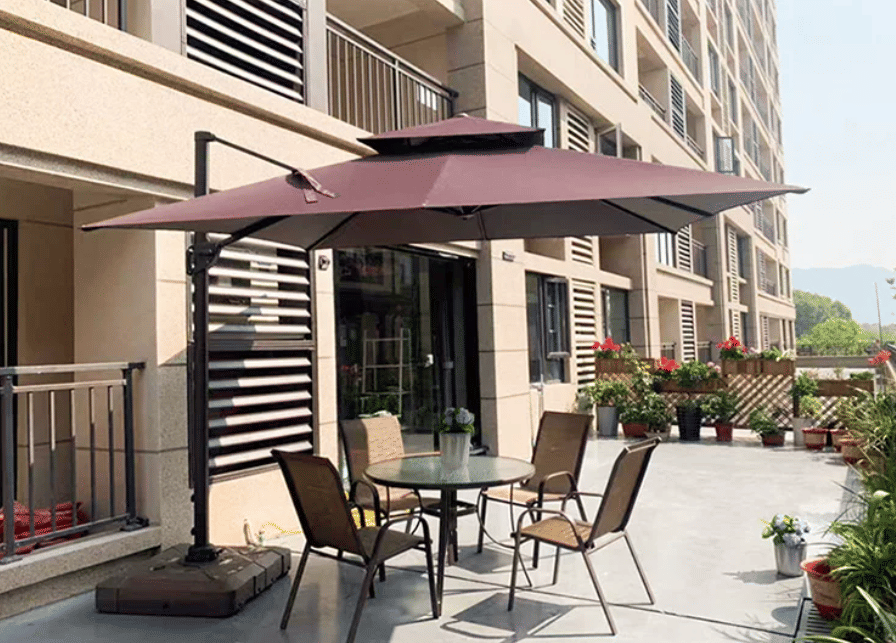 ร่มสนาม BUNISE รุ่น PALMIRA 2.5 เมตร พร้อมฐานถังน้ำ,สีน้ำตาล_2