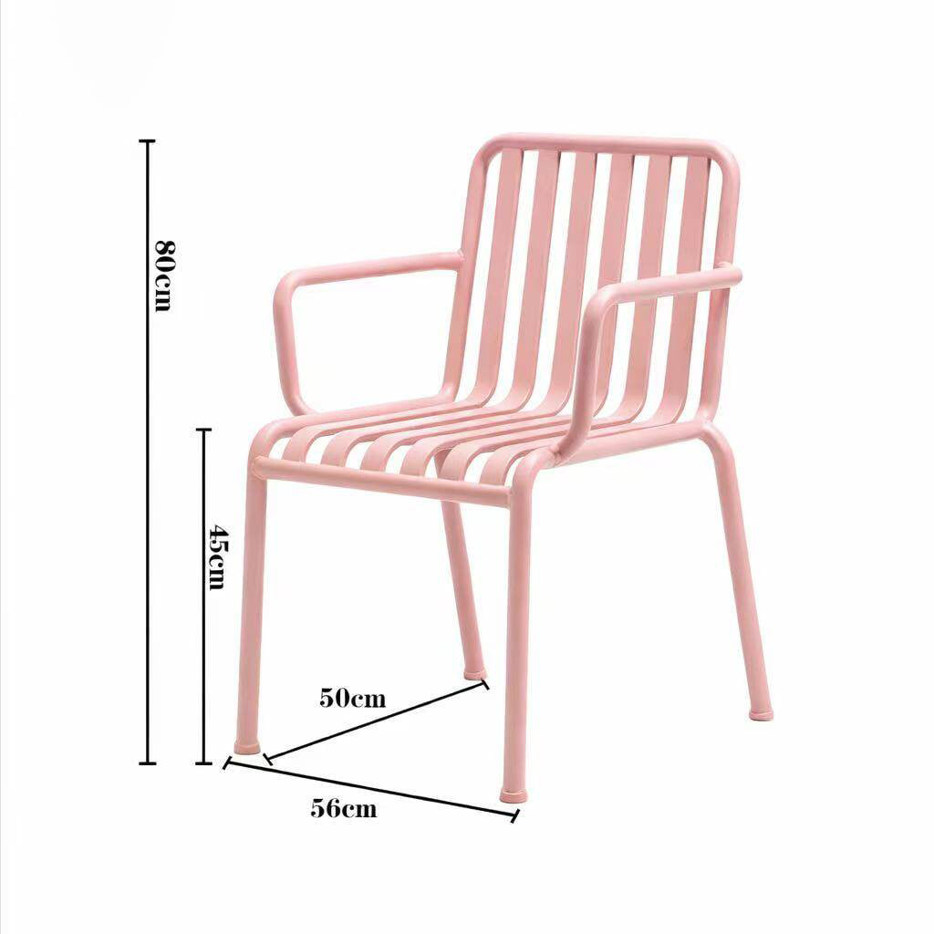 ชุดสนามเหล็ก 2 ที่นั่ง BUNISE IRON ARMCHAIRS สีชมพู_2