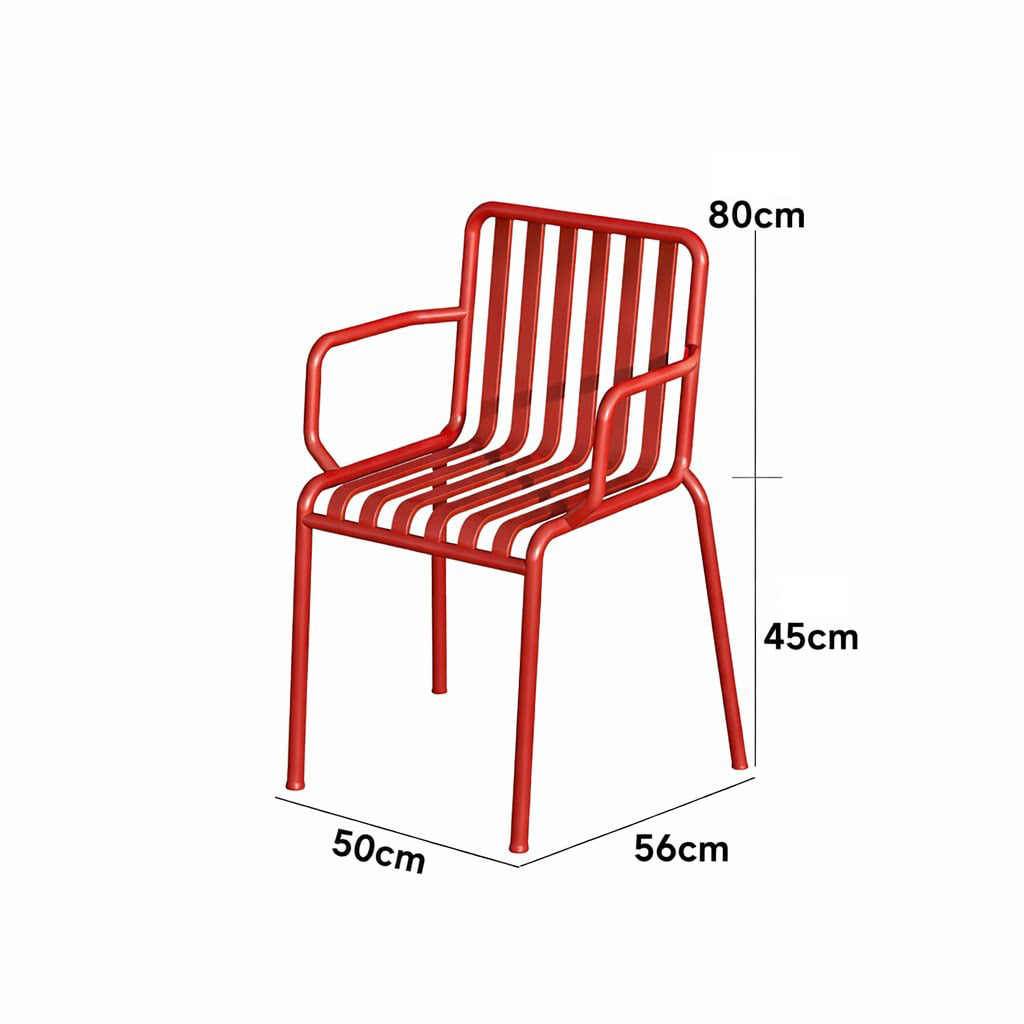 ชุดสนามเหล็ก 2 ที่นั่ง BUNISE IRON ARMCHAIRS สีแดง_2