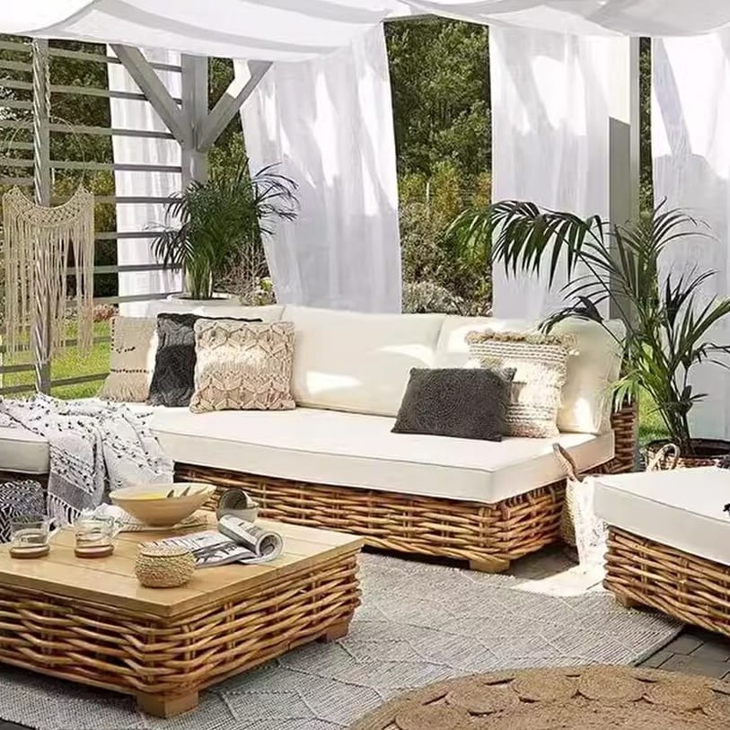 เก้าอี้นอนพักผ่อนหวายพีอีโมดูลาร์ BUNISE รุ่น COASTLINE ขนาด  57×110×80 ซม. สีขาว_3