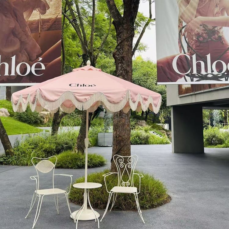 ร่มสนาม BUNISE รุ่น ECLAT‑01 ขอบลูกไม้ ขนาด 250×270 ซม. สีครีมไวท์_3