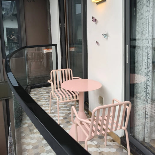 ชุดสนามเหล็ก 2 ที่นั่ง BUNISE IRON ARMCHAIRS สีชมพู_3