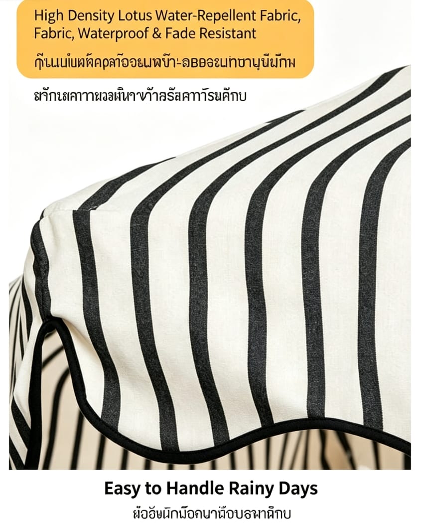 ร่มสนาม BUNISE รุ่น X1002 ขนาด 220CM สีครีมลายริ้วแนวนอน_4