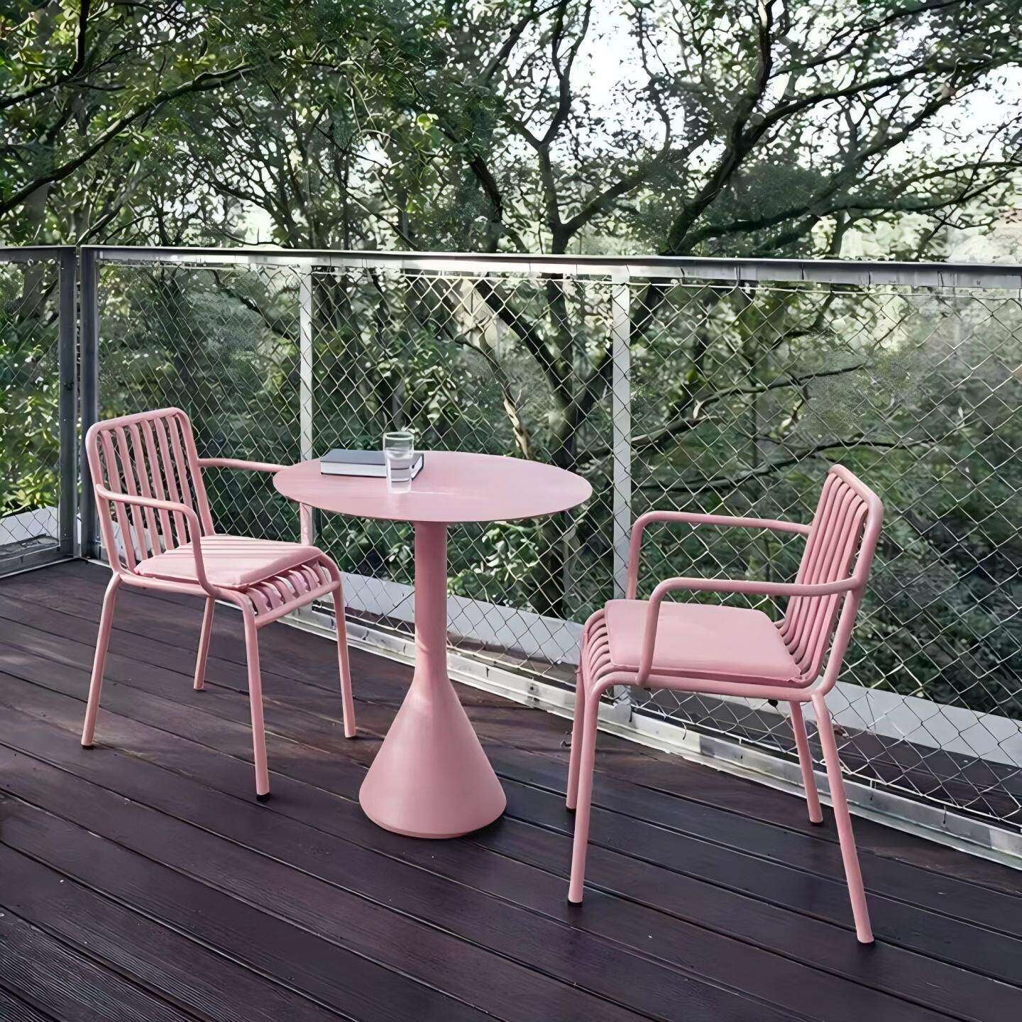 ชุดสนามเหล็ก 2 ที่นั่ง BUNISE IRON ARMCHAIRS สีชมพู_4