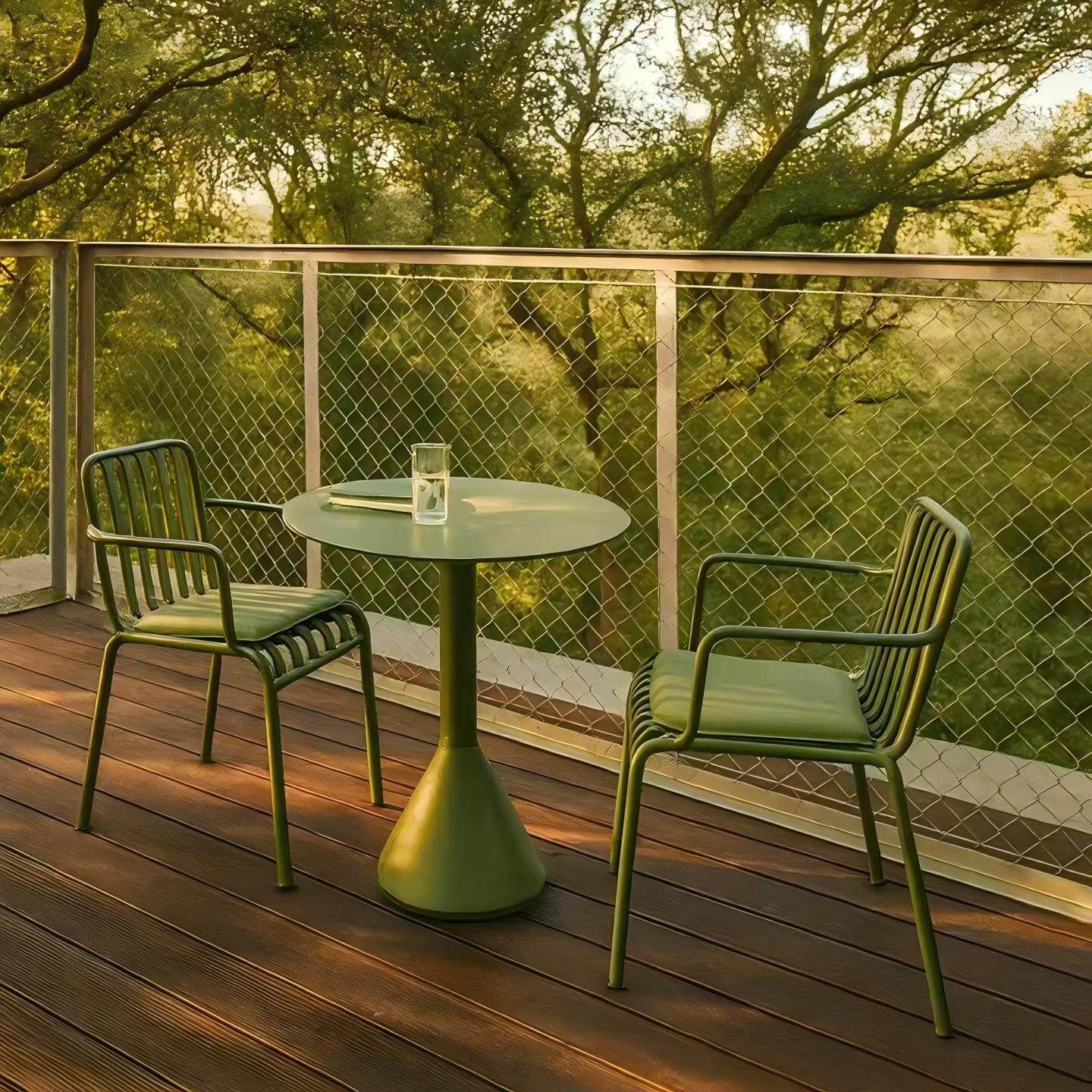 ชุดสนามเหล็ก 2 ที่นั่ง BUNISE IRON ARMCHAIRS สีเขียวมะกอก_4