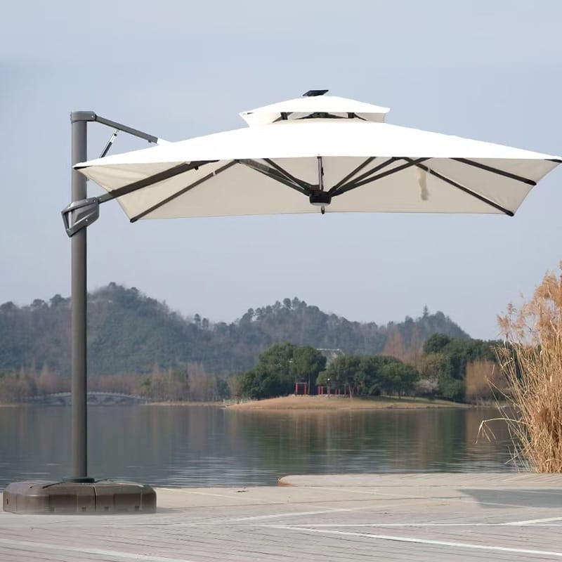 ร่มสนาม BUNISE รุ่น PALMIRA 2.5 เมตร พร้อมฐานถังน้ำ,สีขาว_5