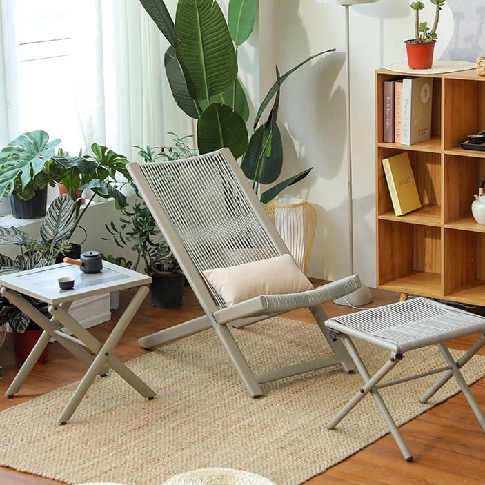 ชุดเก้าอี้พักผ่อน 2 ที่นั่ง BUNISE รุ่น SHORE ขนาด 49×80×74 ซม. สีเทาอ่อน_5