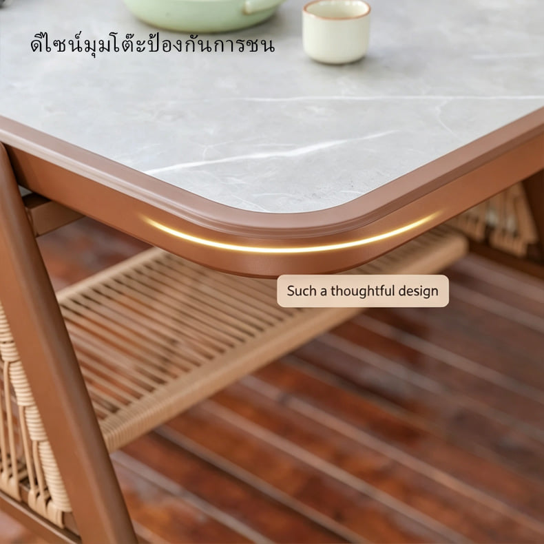 ชุดโต๊ะเก้าอี้หวาย 2 ที่นั่ง PE BUNISE RATTAN สีครีม_5