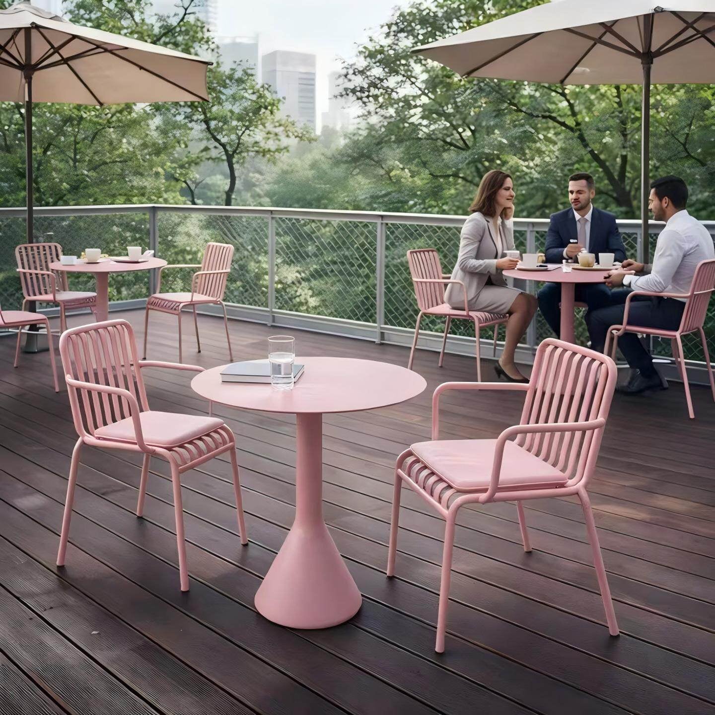 ชุดสนามเหล็ก 2 ที่นั่ง BUNISE IRON ARMCHAIRS สีชมพู_5