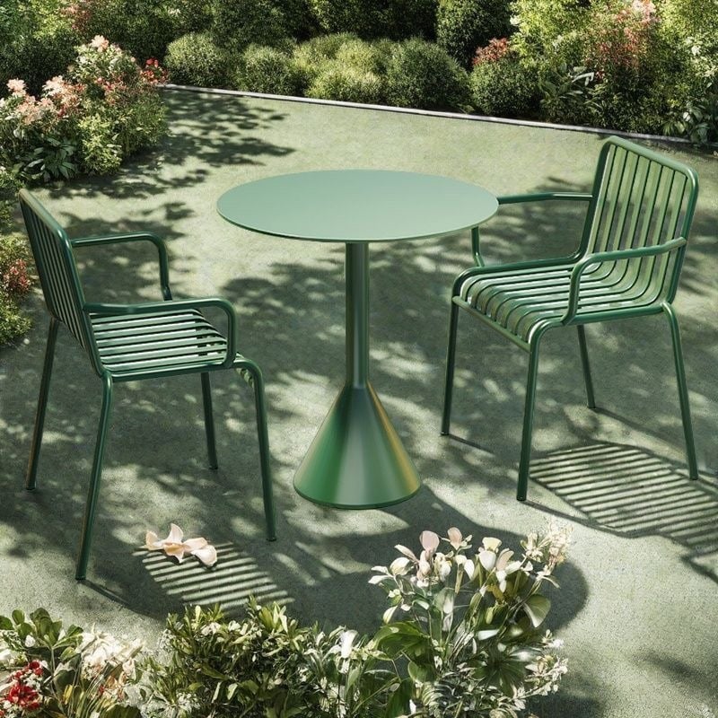 ชุดสนามเหล็ก 2 ที่นั่ง BUNISE IRON ARMCHAIRS สีเขียวมะกอก_5