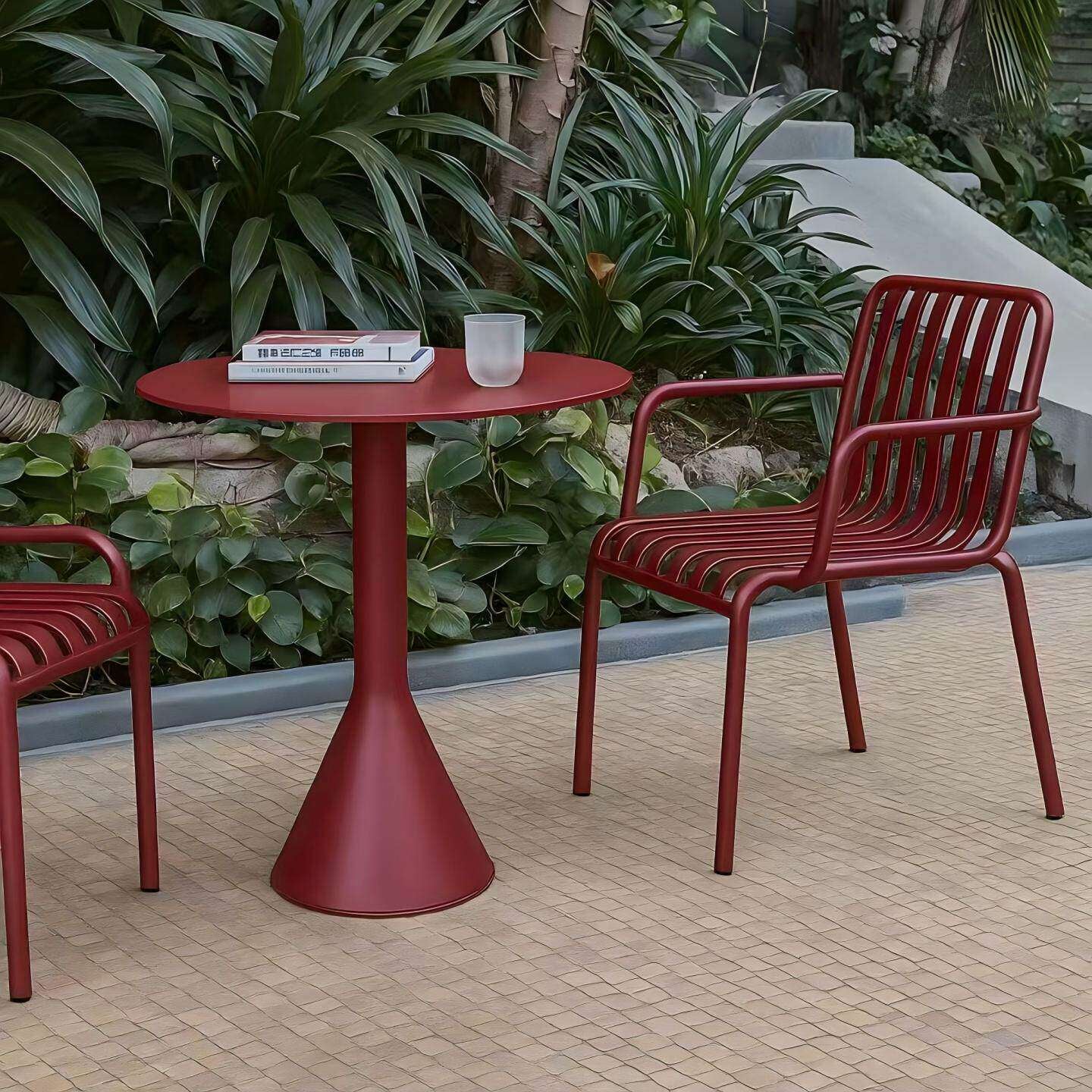 ชุดสนามเหล็ก 2 ที่นั่ง BUNISE IRON ARMCHAIRS สีแดง_5