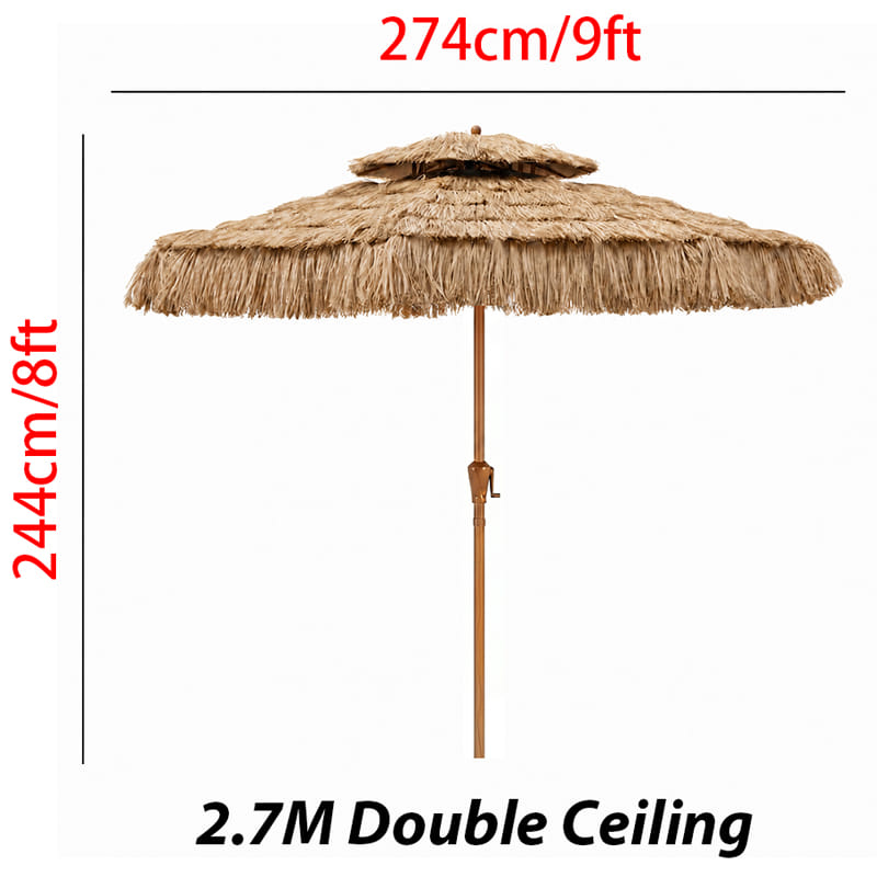 ร่มสนาม BUNISE รุ่น P104 สูง 2.7 เมตร สีกากี ,สไตล์หลังคามุงจาก_6