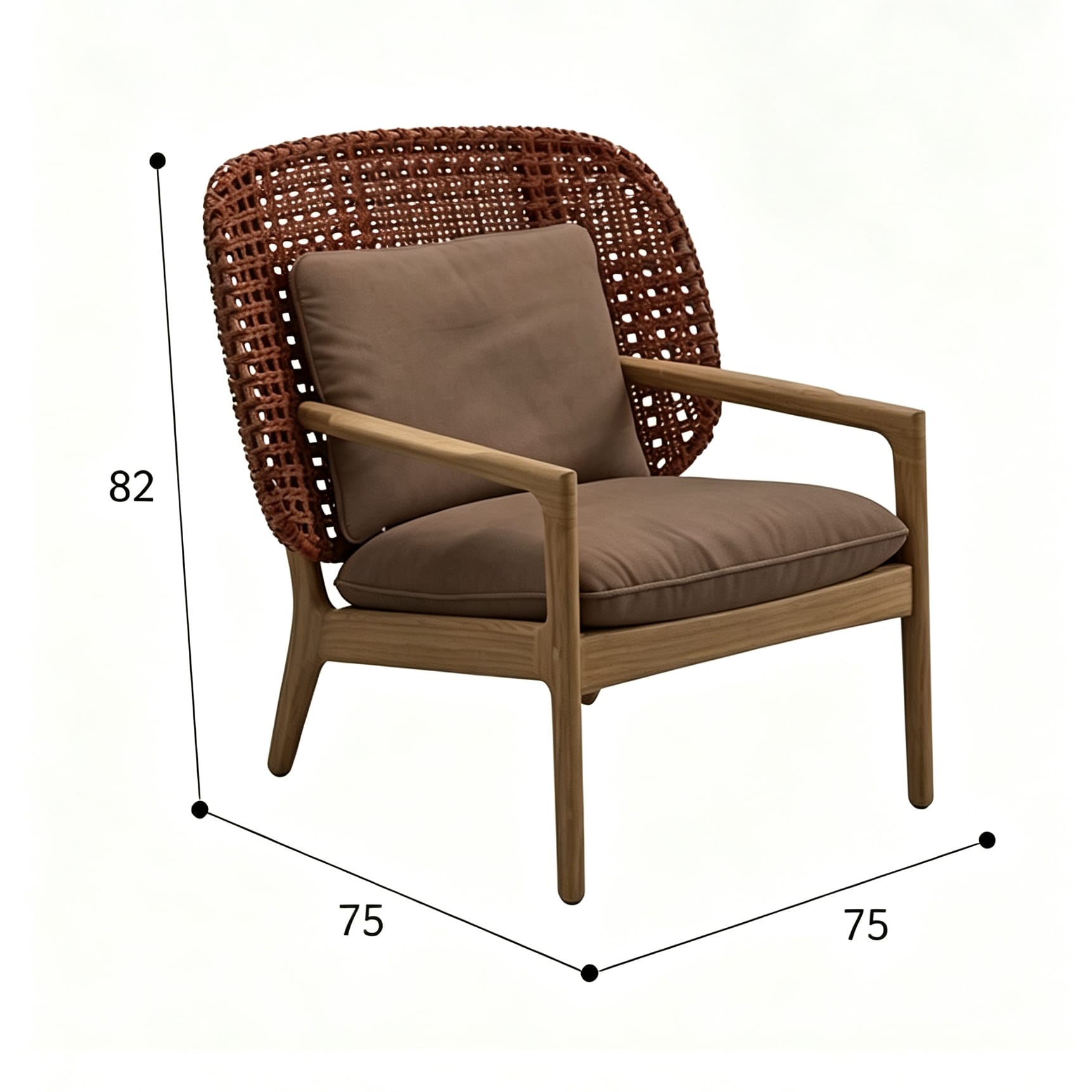 เก้าอี้สนาม BUNISE รุ่น MARAIS ขนาด 75×75×82 ซม. สีน้ำตาล (พนักพิงเตี้ย)_6