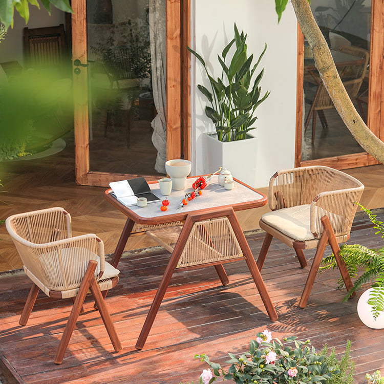 ชุดโต๊ะเก้าอี้หวาย 2 ที่นั่ง PE BUNISE RATTAN สีครีม_9