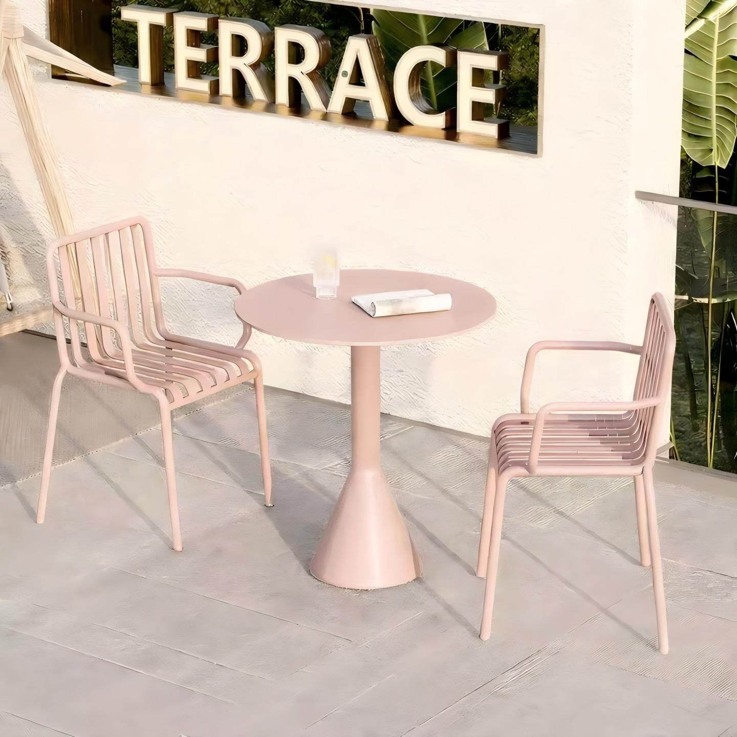 ชุดสนามเหล็ก 2 ที่นั่ง BUNISE IRON ARMCHAIRS สีชมพู_10
