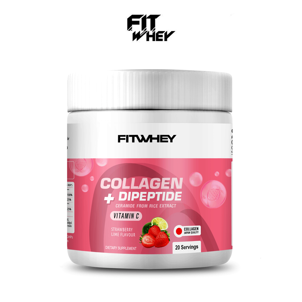 ผลิตภัณฑ์เสริมอาหาร FITWHEY COLLAGEN DIPEPTIDE + CERAMIDE + NIACINAMIDE + VITAMIN C - STRAWBERRY LIME_0