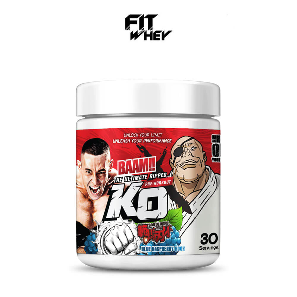 อาหารเสริมก่อนออกกำลังกาย BAAM K.O. PRE-WORKOUT - BLUE RASPBERRY HOOK_1