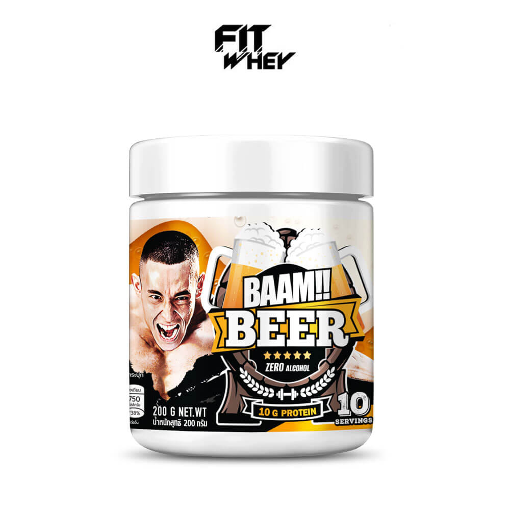 เวย์โปรตีนรสเบียร์ แอลกอฮอล์ 0% BAAM WHEY PROTEIN BEER FLAVOUR 10 SERVINGS ZERO ALCOHOL_1