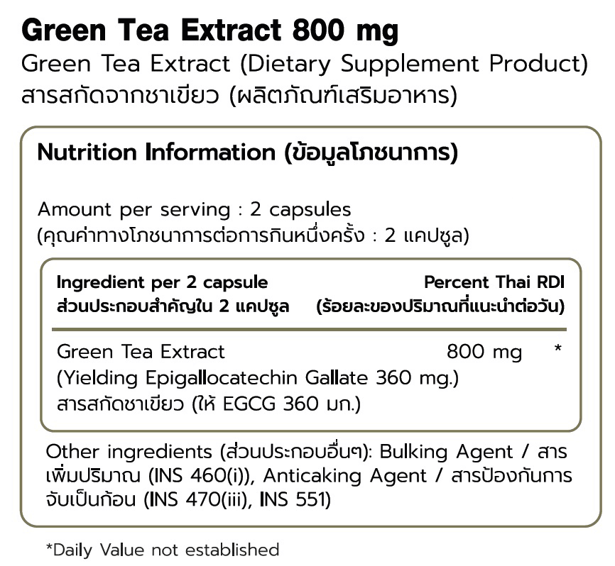 ผลิตภัณฑ์เสริมอาหาร FITWHEY SUPPLEMENTS GREEN TEA EXTRACT 800 MG - 30 แคปซูล_2