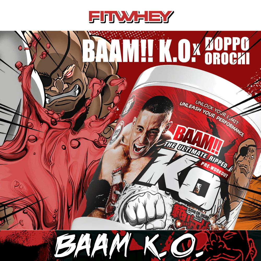 อาหารเสริมก่อนออกกำลังกาย BAAM K.O. PRE-WORKOUT - BLUE RASPBERRY HOOK_2